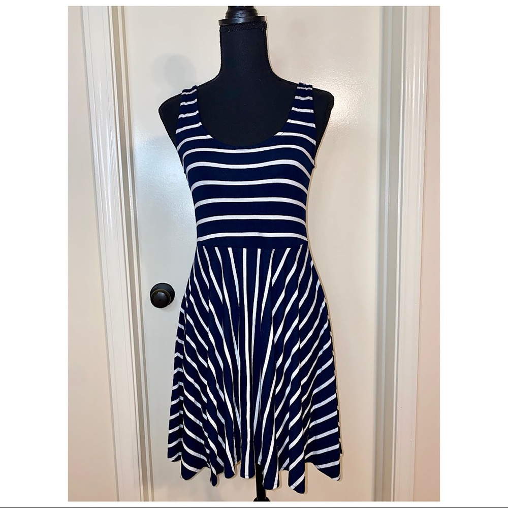 Forever 21 Striped Mini Dress~ Navy Blue/White